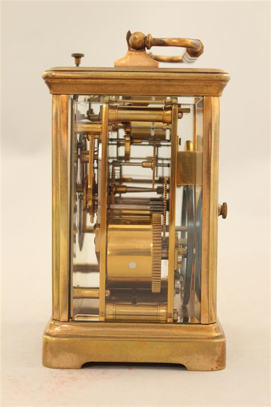 An Edwardian ormolu hour repeating carriage clock, 5.5in.